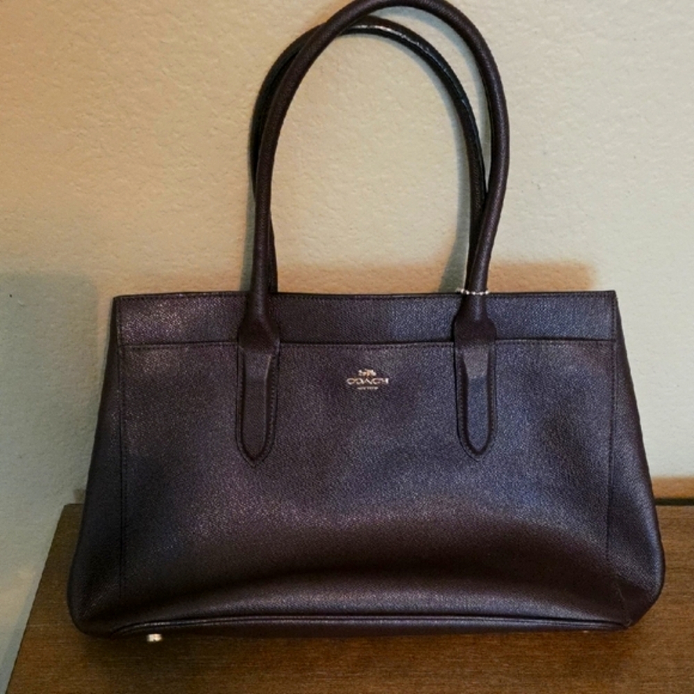 Coach Dark Purple Leather Tote
